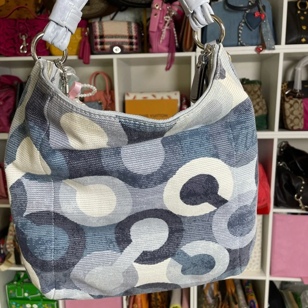 Coach Kristin Graphic Denim Op Art Hobo Bag - Picture 7 of 17